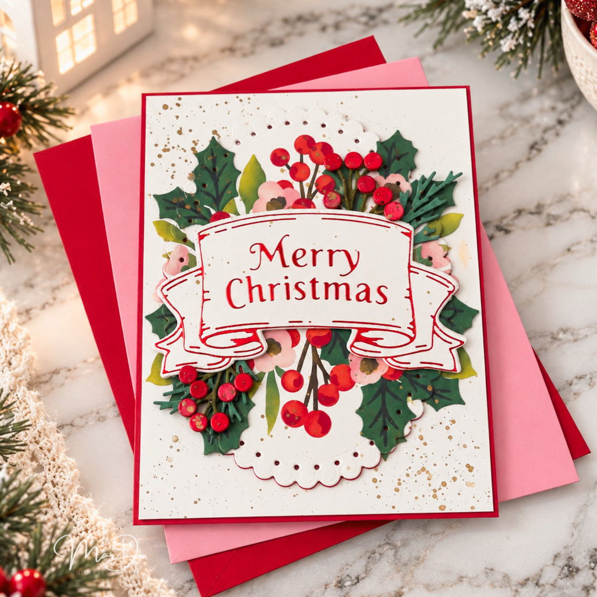 Merry Christmas Banner Press Plate + Coordinating Die
