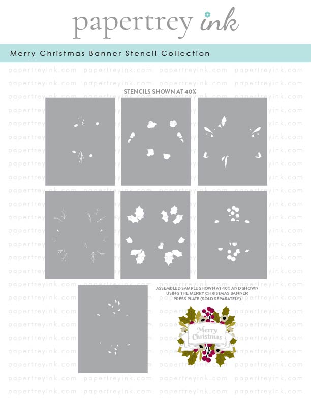 Merry Christmas Banner Stencil Collection (set of 7)