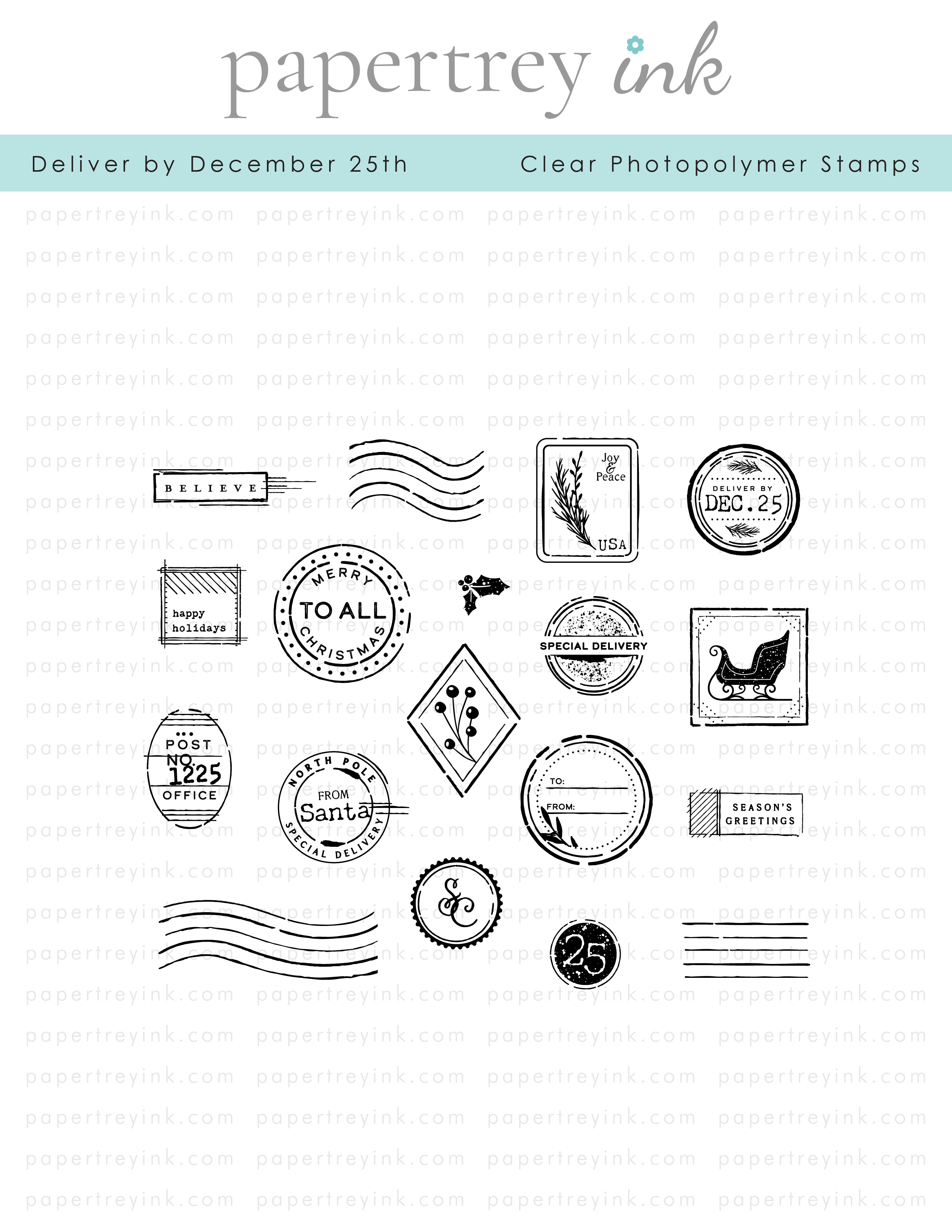 Papertrey Ink - Deliver by December 25th Stamp Set