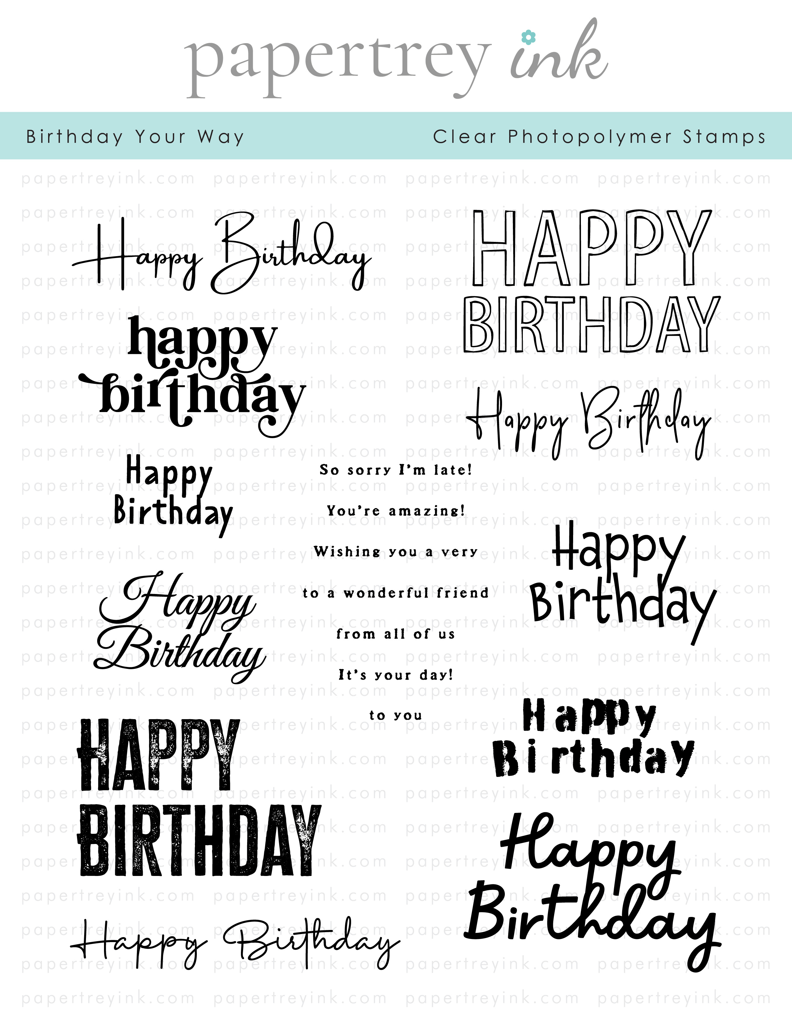 Clear Photopolymer Stamp Set - Mini Happy Birthday 