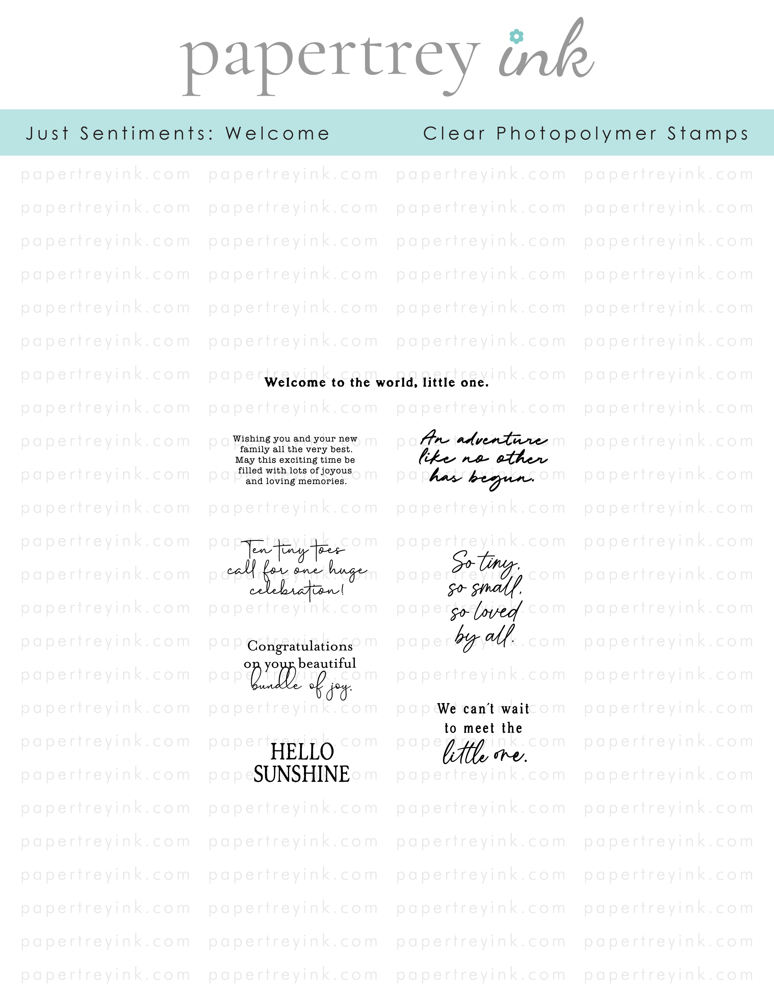 Papertrey Ink - Just Sentiments: Welcome Mini Stamp Set