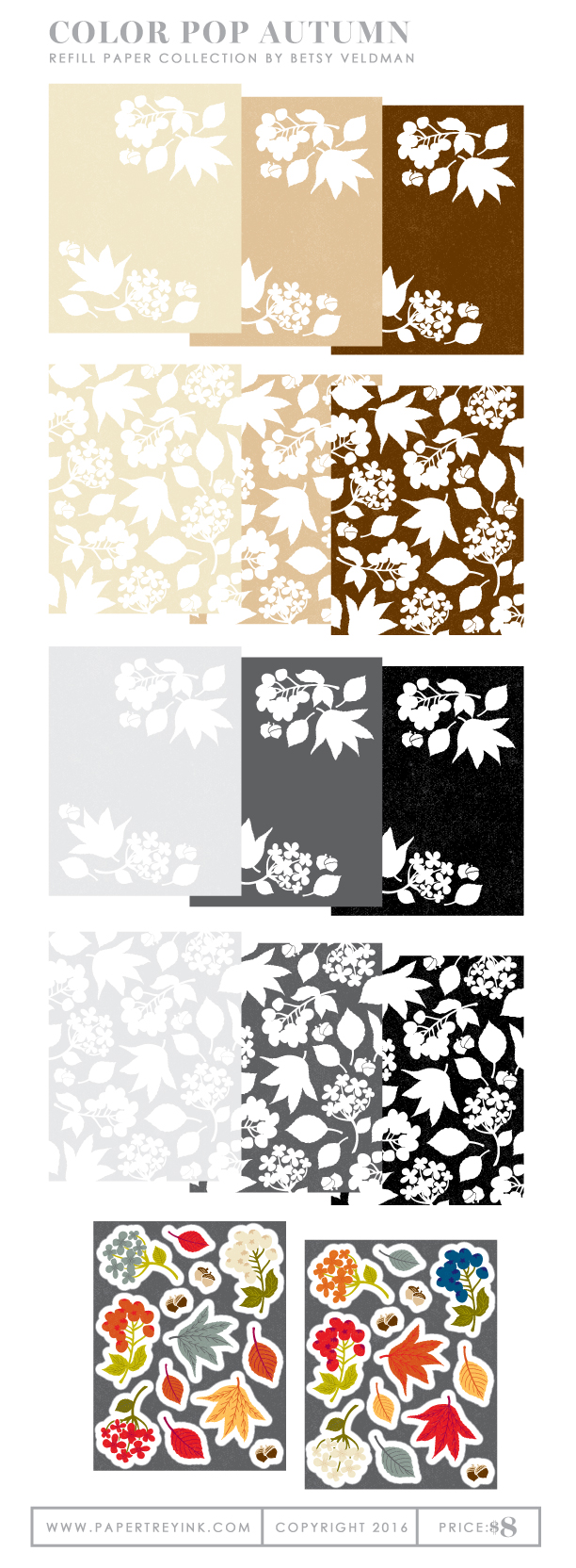 Download Color Pop Autumn Patterned Paper Collection (28 sheets): Papertrey Ink Clear Stamps Dies Paper ...