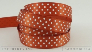 Terracotta Tile 5/8" Satin Dots Ribbon (5 yards)