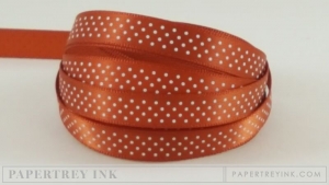 Terracotta Tile 3/8" Bitty Dot Satin Ribbon (5 yards)