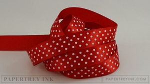 Pure Poppy 5/8" Satin Dots Ribbon (5 yards)