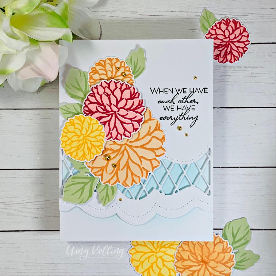 Dahlias Stamp Set + Stencil: Papertrey Ink